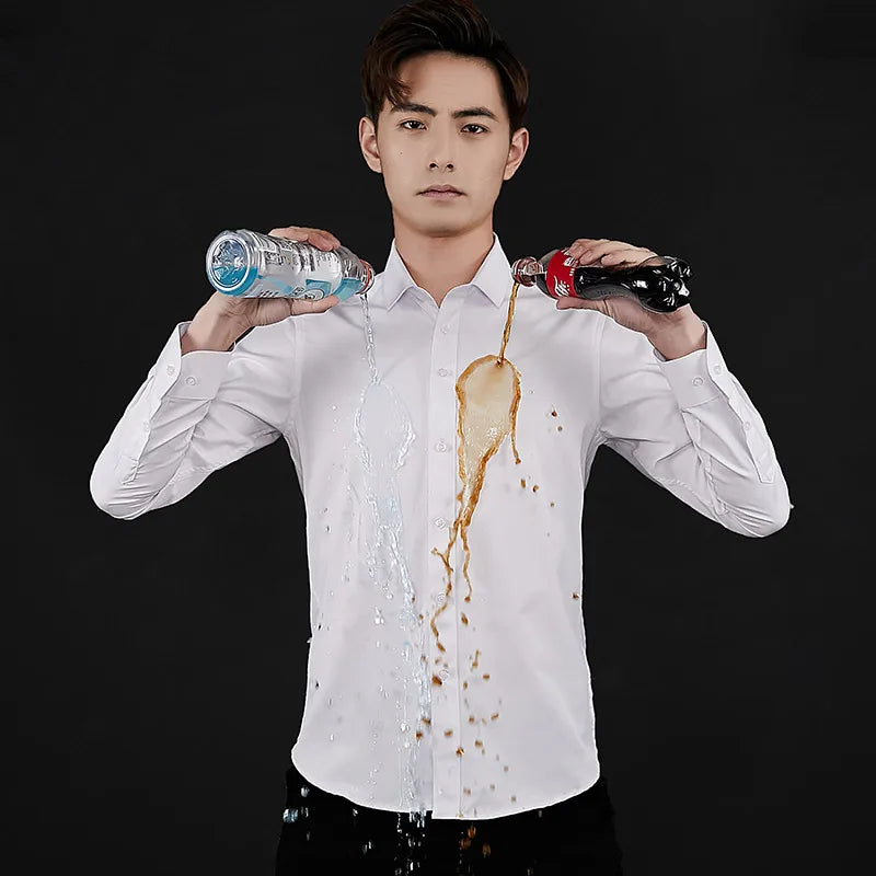 Autumn Hydrophobic Men Shirt Business Casual Long Sleeve