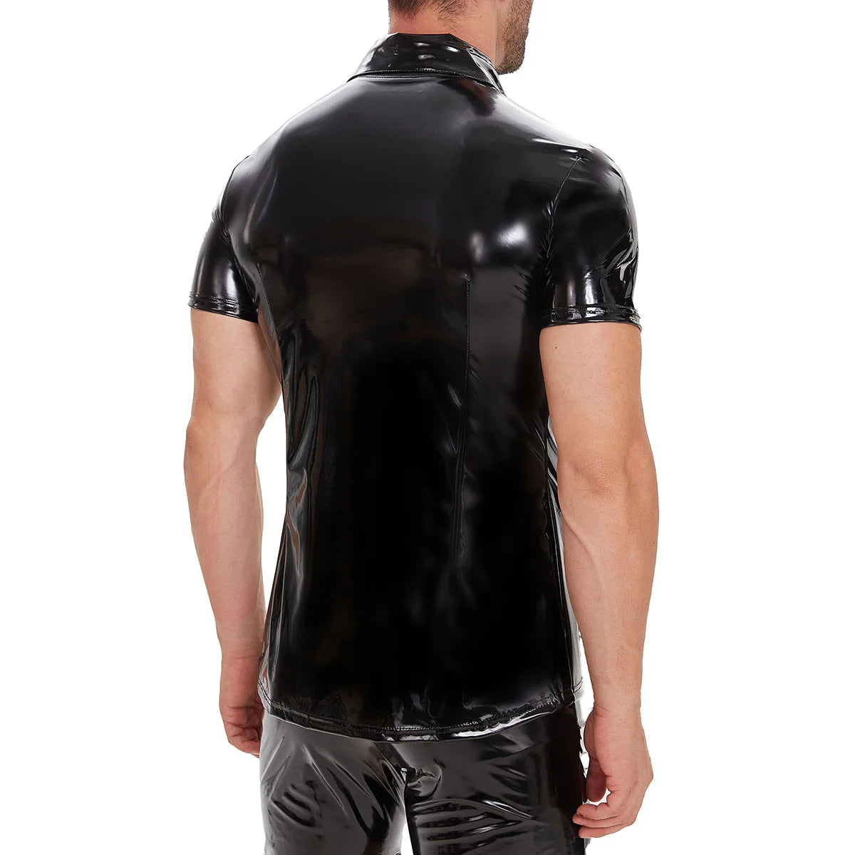 Mens Glossy Leather Shirt S