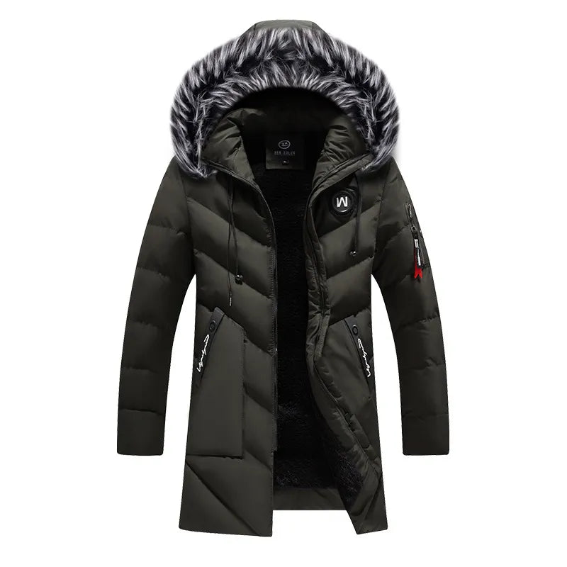 DIMUSI  Men Fur Collar Thermal Parkas