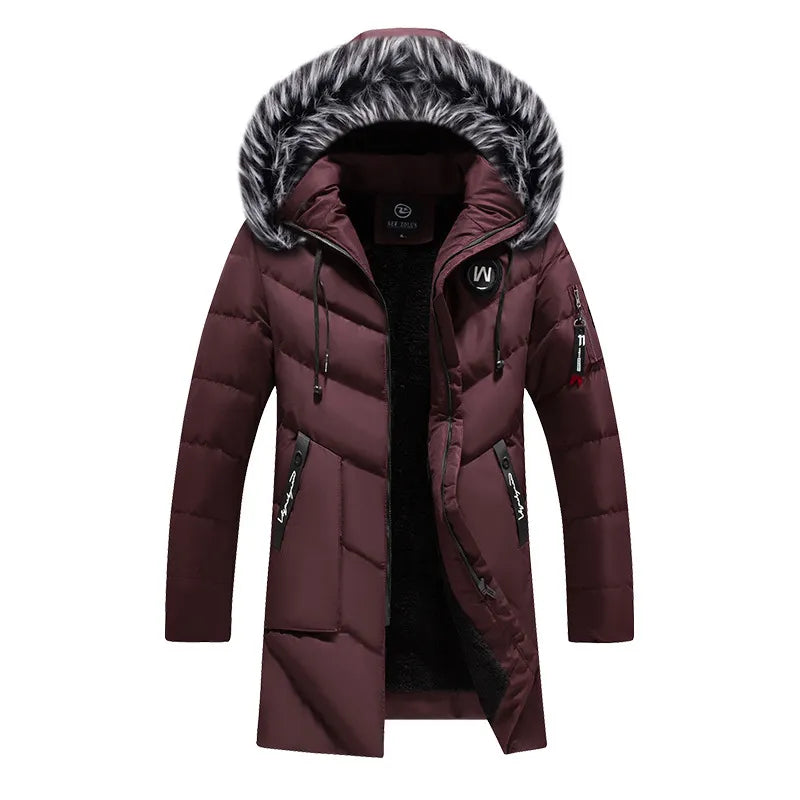 DIMUSI  Men Fur Collar Thermal Parkas