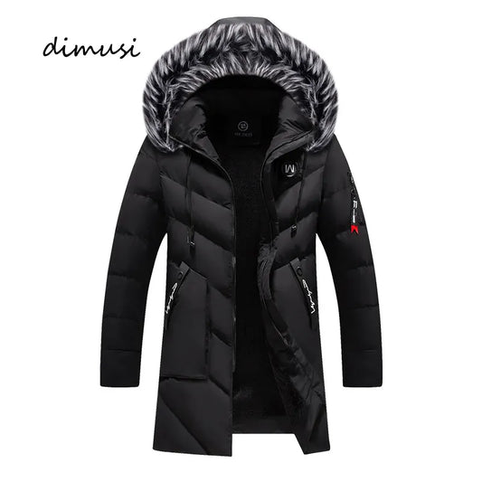 DIMUSI  Men Fur Collar Thermal Parkas